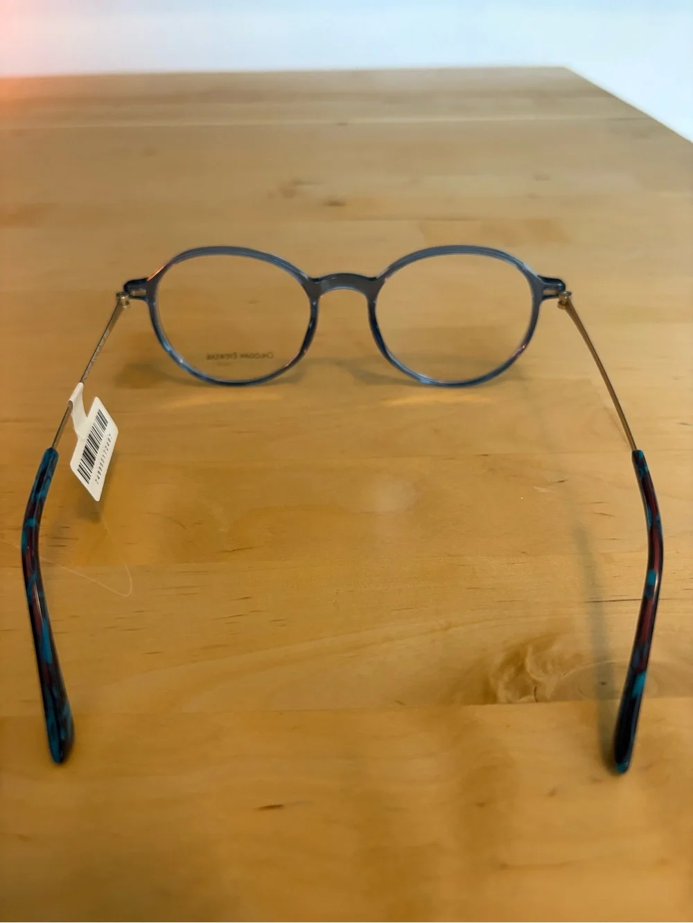 Chlogan Eyewear Round Translucent Blue Eyeglasses Silver Temples 9125 50-16-145
